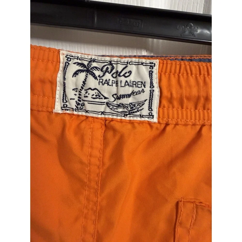 Polo Ralph Lauren Youth XL 18/20 Solid Traveler Short Swim Bottom Trunks Orange